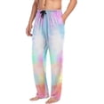 thumbnail image 5 of Men's Pajama Pants with Pockets Sleepwear Lounge Pants Stretch Casual Rainbow Tie Dye Color Print, 5 of 7