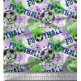 thumbnail image 1 of Soimoi Purple Velvet Fabric Brush Stroke & Football Sports Print Sewing Fabric Yard 58 Inch Wide, 1 of 1