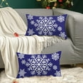 thumbnail image 3 of Christmas Throw Pillow Covers Decorative 20 X 12 Inches Pack of 2 Cozy Fleece Snowflakes Cushion Cases for Couch Sofa Bed Living Room Navy Blue, 3 of 6