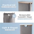 thumbnail image 6 of Lonbet Double Laundry Hamper with Lid Cover Bamboo Dual Section Laundry Basket 39.6 Gallons. Gray, 6 of 8
