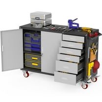 55" W Rolling Workbench with 6 Drawers and Storage Cabinet,1000 LB Capacity Heavy Duty Work Bench with Pegboard and Adjustable Shelf,Garage Workbench with Wheels for Repair Shop/Workshop