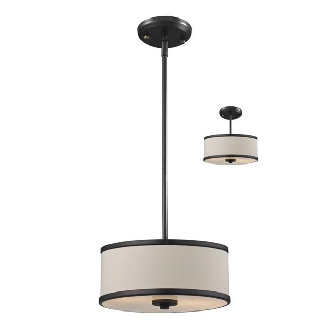 Z-Lite Cameo 2 Light Convertible Pendant in Creme and Bronze