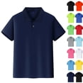 thumbnail image 2 of Boys Dry Fit Polo Shirts Short Sleeve School Uniform | Solid Golf Collared Shirts Lightweight Cool Casual Athletic Outdoor Tops for Kids,Navy,4-5 Years, 2 of 5