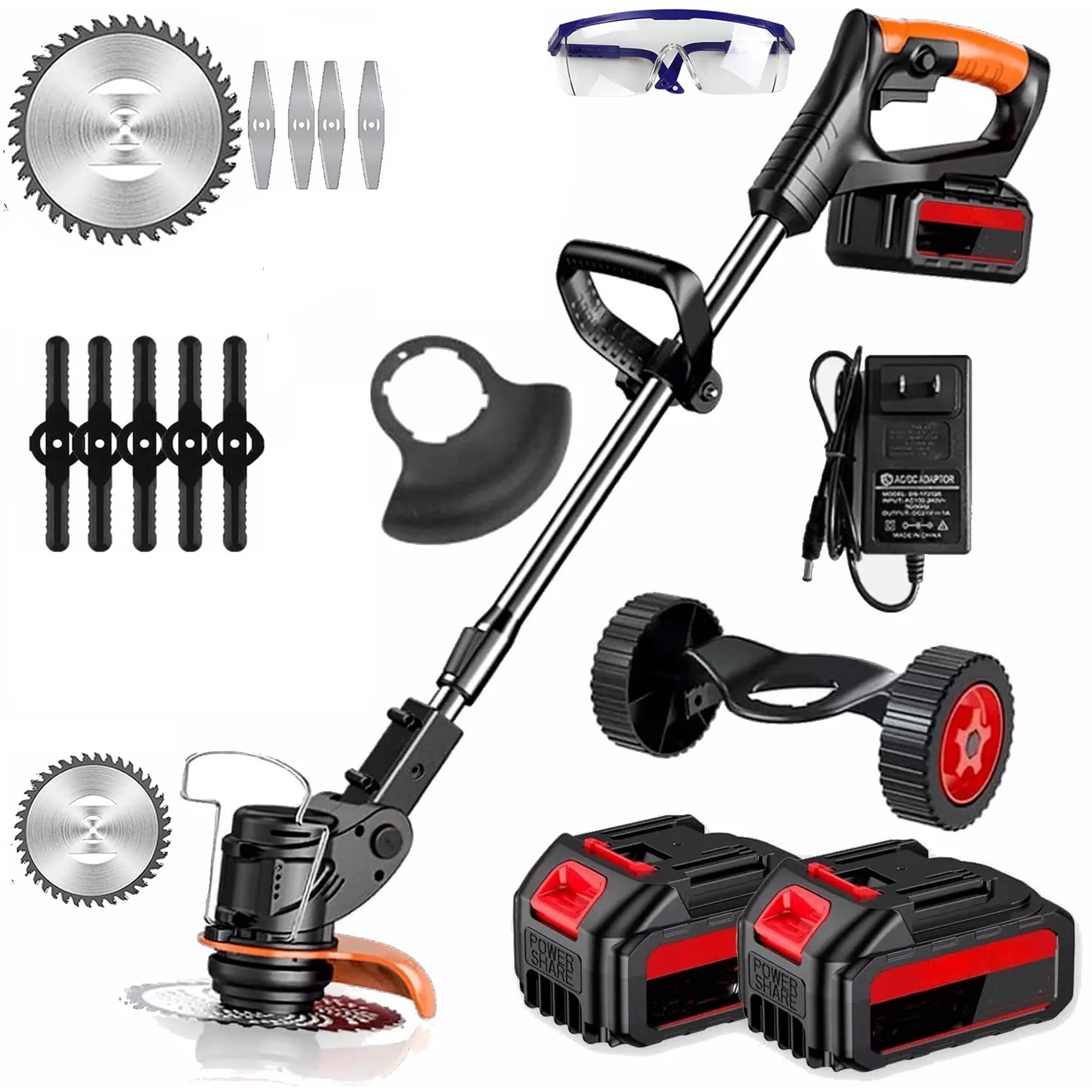 Weed Wacker, Cordless Electric Weed-Eaters Weed Trimmer with 2 Battery, Black