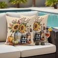 thumbnail image 4 of Fall Sunflower Outdoor Waterproof Pillow Covers, Thanksgiving Pumpkin Botanical Leaves Linen Decorative Square Throw Pillowcase Sofa Cushion Sham for Patio/Couch/Chair, 18"x18" 2 Pack, 4 of 8