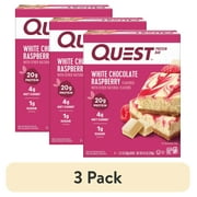 (3 pack) Quest Protein Bar, White Chocolate Raspberry, 20g Protein, Gluten Free, 4 Ct