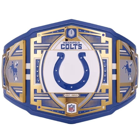 Indianapolis Colts Championship Belt Metal Plates Hand-Tooled Leather Strap Adult Size Collectible Indianapolis Colts Championship Belt Metal Plates Hand-Tooled Leather Strap Adult Size Collectible