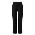 thumbnail image 2 of Eashery Straight Leg Pant for women Casual High Waisted Cotton Linen Loose Fit Casual Pants Trouser Pants for Women (Solid Color,Black,XL), 2 of 3