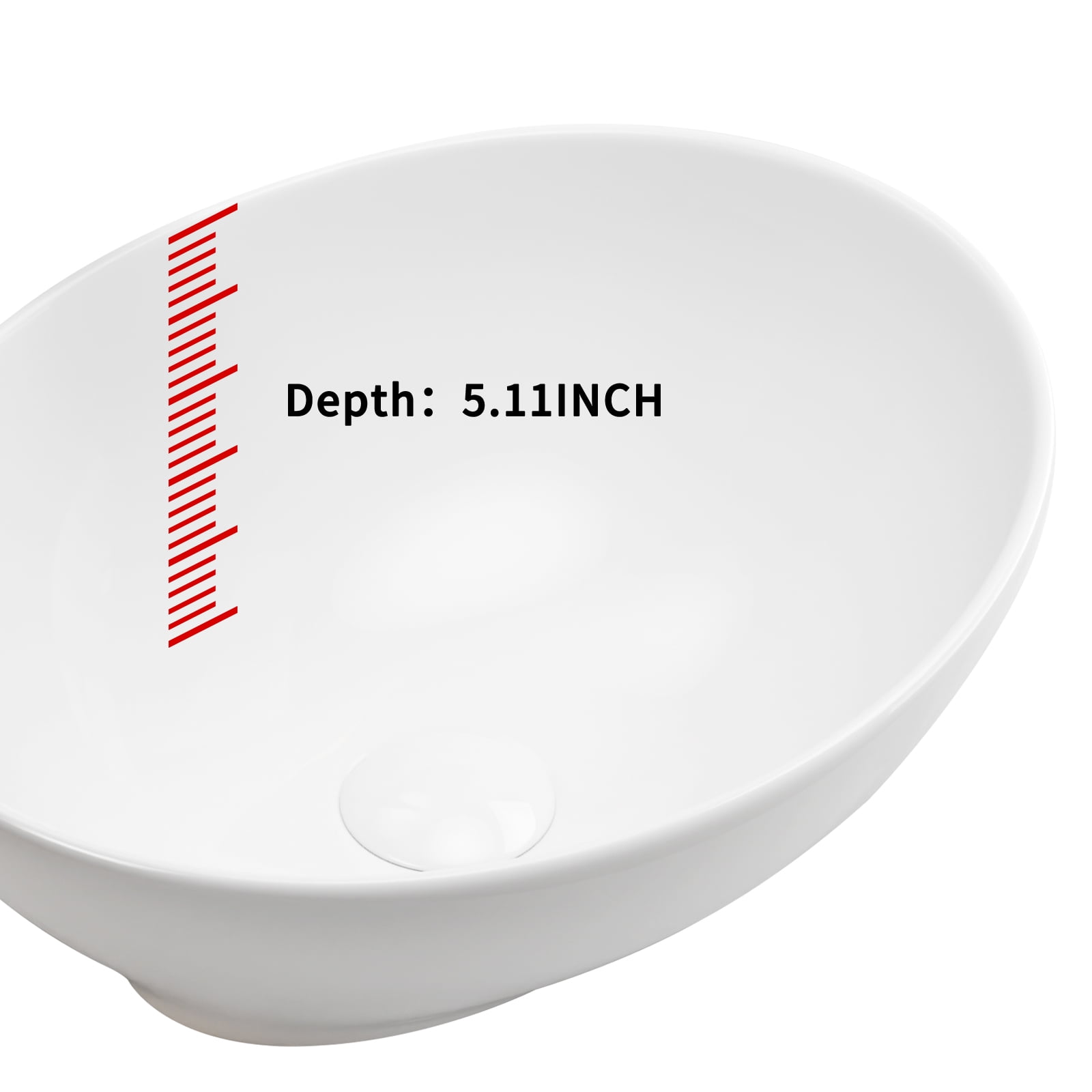 LiviNest White Oval Ceramic Vessel Sink: 16" x 13" x 5.5" Countertop Bathroom Vanity Sink with Easy-Clean Surface - Quick Drain Design for Powder Room & Small Bathroom DIY Installation