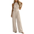 thumbnail image 2 of YuXingFu Womens Jumpsuits for Women Casual Petite Cropped Dress Pants - Cargo Pocket Summer White S, 2 of 7