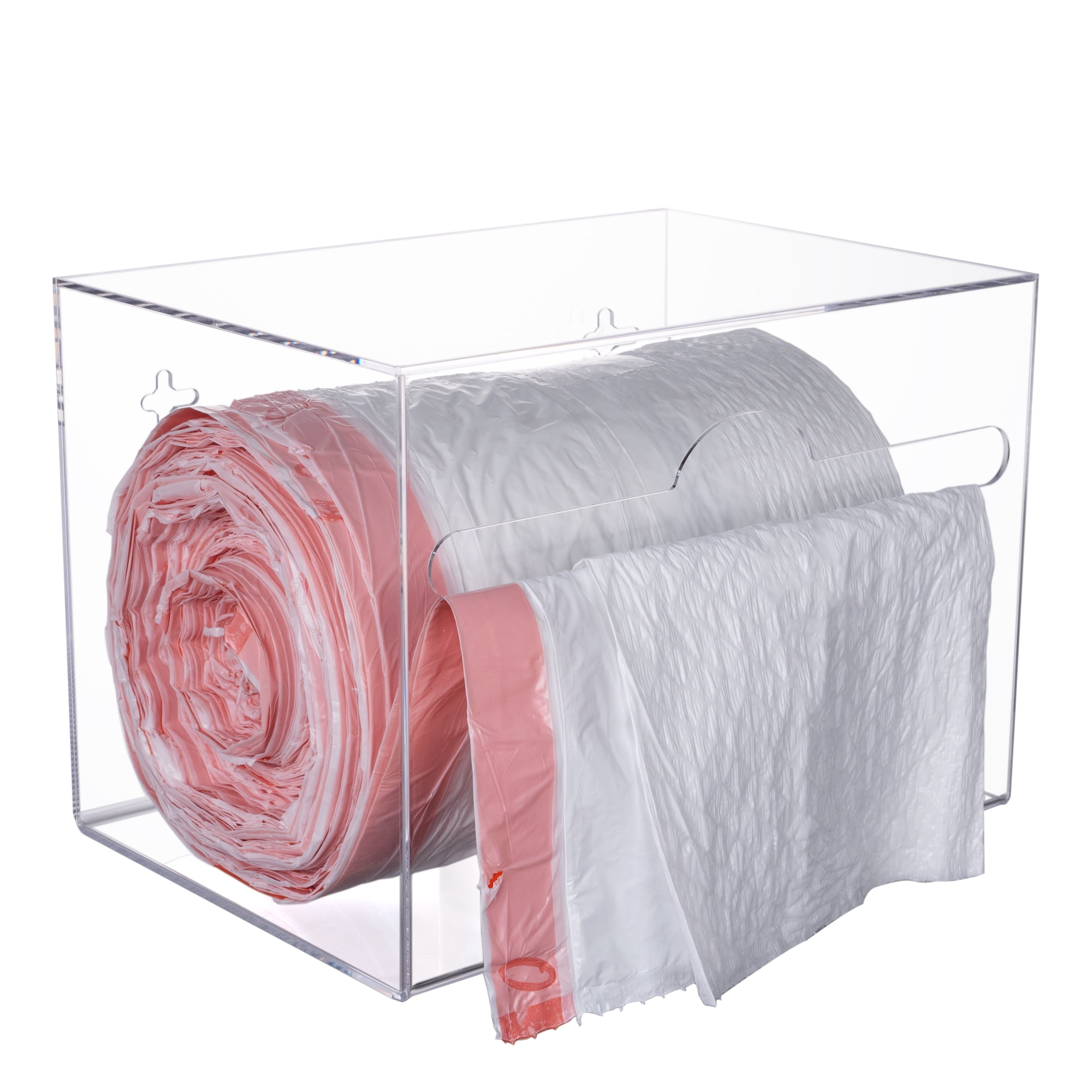 Aphbrada Large Trash Bag Dispenser Roll Holder, Wall Mount Acrylic Garbage Bag Dispenser Roll