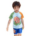 thumbnail image 1 of Boys Short Sleeves Swimsuits Two Pieces Swimwear Cartoon Animal Bathing Suit Children Swimming Costume Set for Beachwear Blue 2XL, 1 of 4