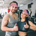 thumbnail image 3 of Unisex America Flag Patriotic Sweatband Sports Headband For Running Cycling Yoga Workout Stretchy Hairband, 3 of 7