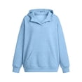 thumbnail image 4 of Women's V Neck Notch Collar Pullover Hoodie, Fleece Oversized Hooded Sweatshirt with Kangaroo Pocket, Women's Plus, Size S-3XL, 4 of 4