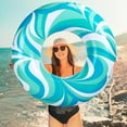 thumbnail image 5 of Large Swim Ring 39.37 Inches Pool Inner Tubes Water Ripple Print Ring Pool Float Green Blue White Float Swimming Water Tube for Adults Summer Beach Party Supplies, 5 of 10