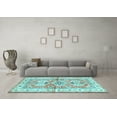 thumbnail image 3 of Ahgly Company Indoor Square Geometric Light Blue Traditional Area Rugs, 6' Square, 3 of 4