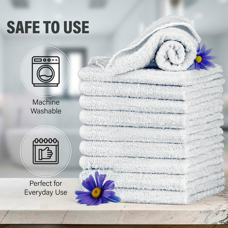DecorRack 100 Cotton Wash Cloth 12 x 12 inch White 20 Pack