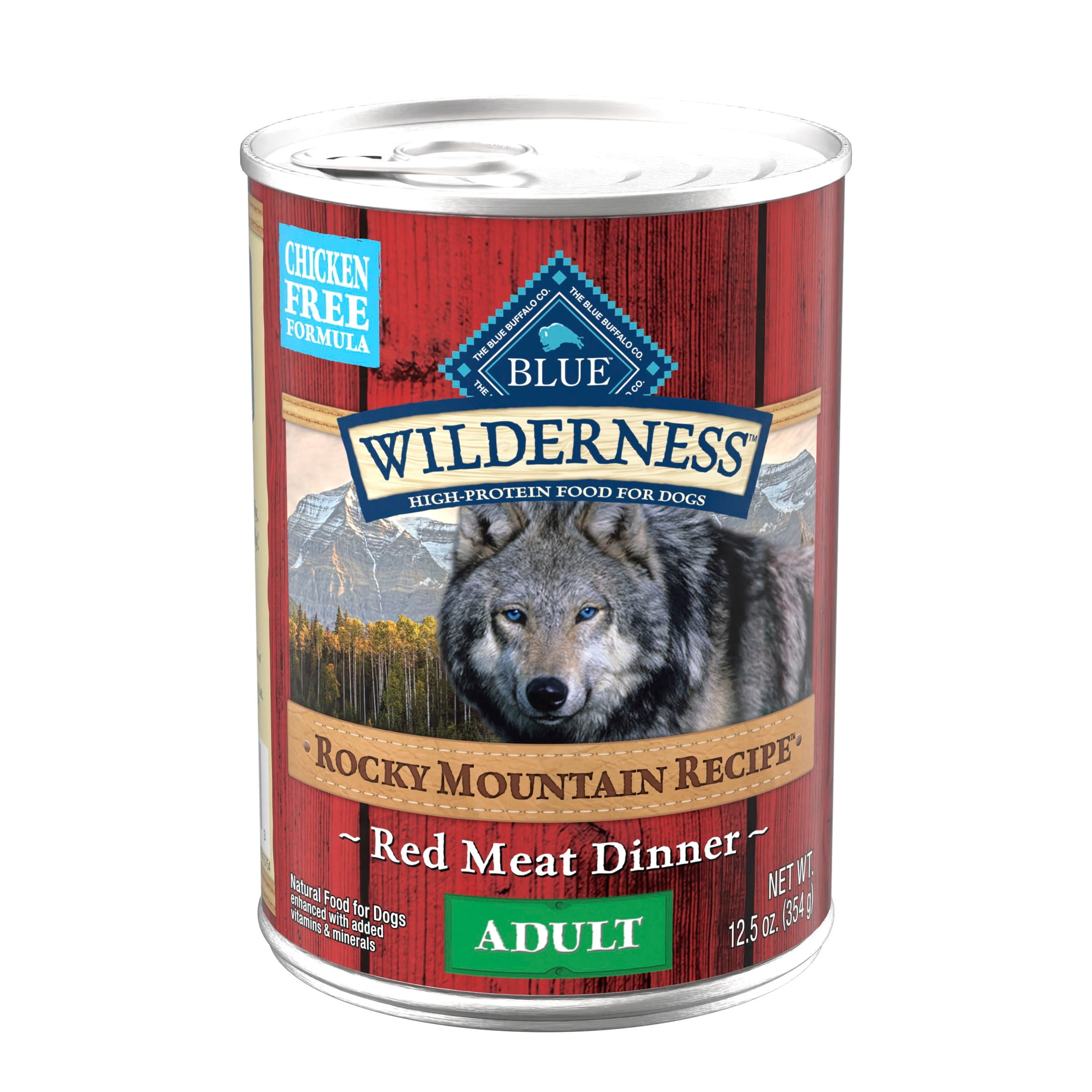 (12 pack) Blue Buffalo Wilderness Adult Wet Dog Food, Grain Free, Red Meat Paté, 12.5oz Can