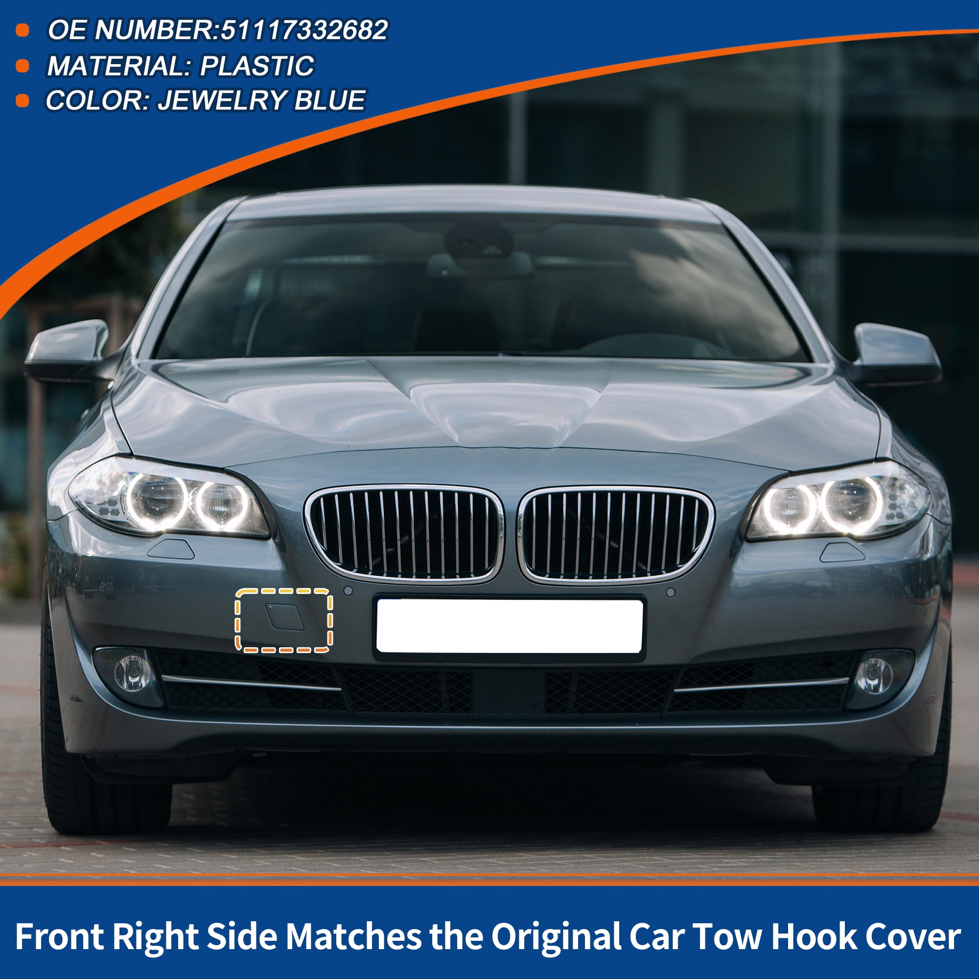 Unique Bargains Car Bumper Tow Hook Cover Fit for BMW 5-Series F10 F11 Jewelry Blue