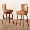 thumbnail image 3 of Bowery Hill Tan Brown Finished Wood 2-Piece Swivel Bar Stool Set, 3 of 9