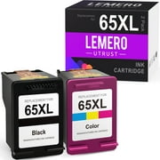 LemeroUtrust Replacement for HP 65 XL 65XL Ink Cartridges for Envy 5052 5055 5058 | DeskJet 2655 3755 2652 2622 2624 Printer (Black Tri-Color, 2-Pack)