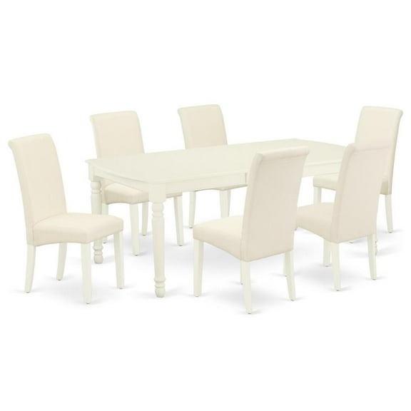 East West Furniture Dover 7-piece Wood Dinette Set in Linen White/Cream