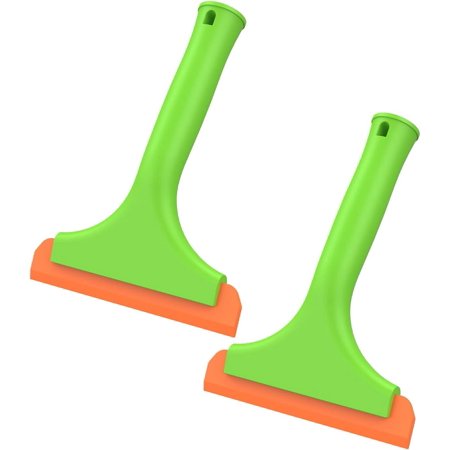 2Pcs Silicone Squeegee Auto Water Blade Reusable Durable Water Wiper Handheld Portable Shower Squeegee Lightweight Car Windshield Squeegee with Long Handle for Auto Cleaning(Light green)