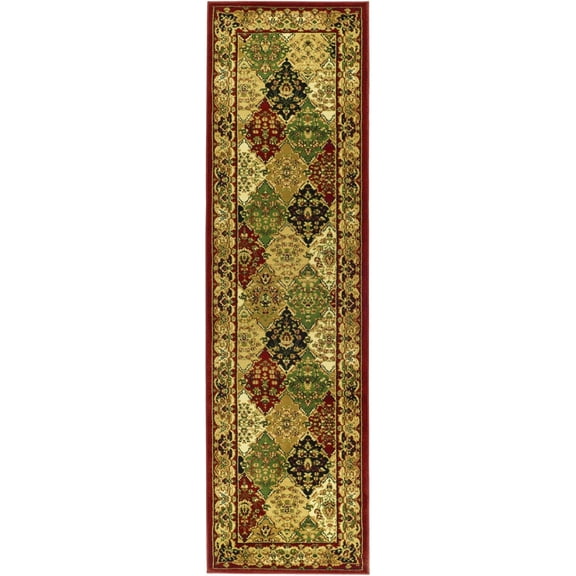 SAFAVIEH Lyndhurst Oliva Traditional Bordered Runner Rug, Multi/Red, 2'3" x 12'