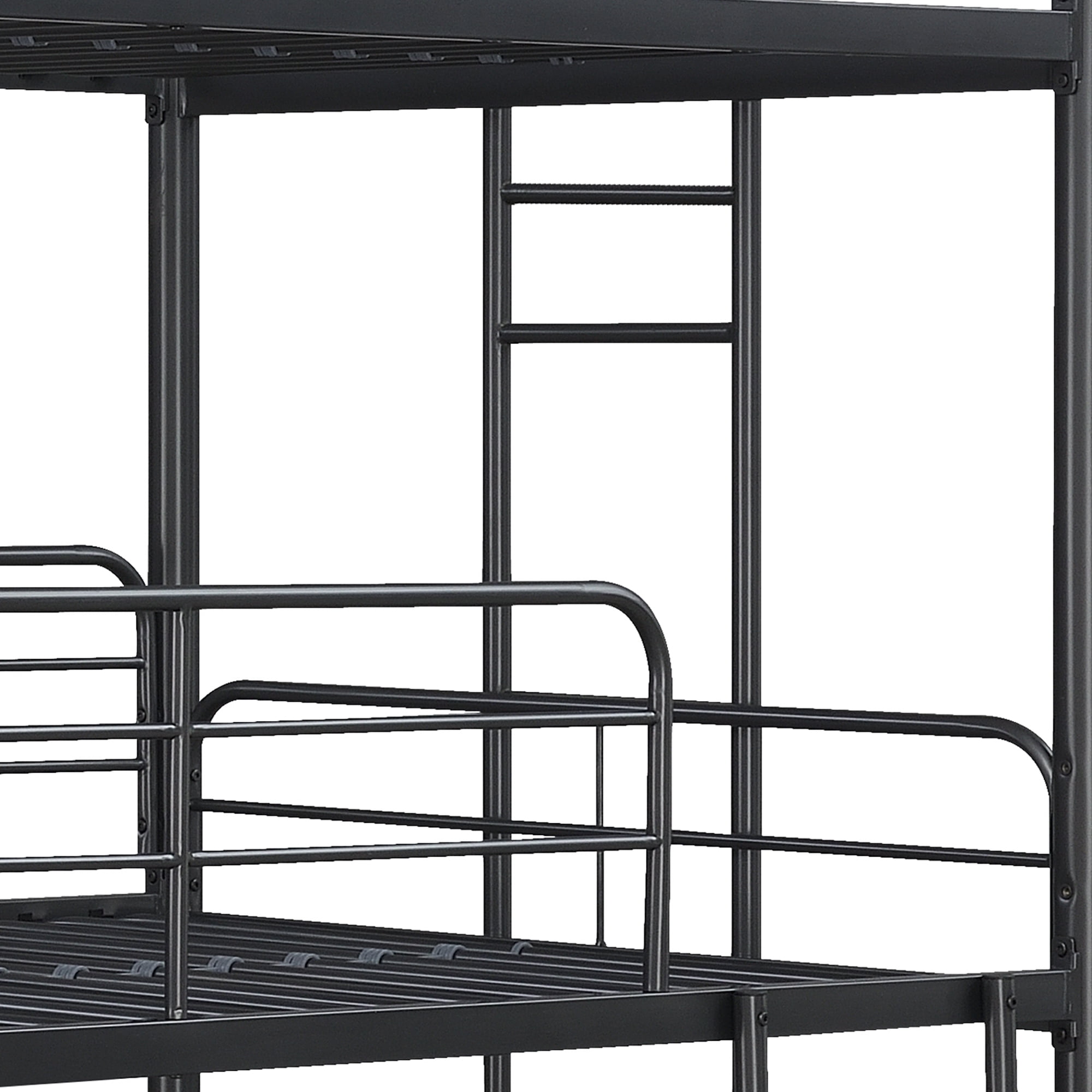 DEALTOPS Metal Triple Bunk Beds Twin Over Twin Over Twin Size Bed with 2 Ladders for Adults, Teens, Black