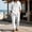 c01White, variant on LNWUY Linen 2 Piece Sets for Men Button Down Long Sleeve Linen Shirts with Hood and Beach Pants Loose Fit Casual Vacation Outfits Yellow XXXL