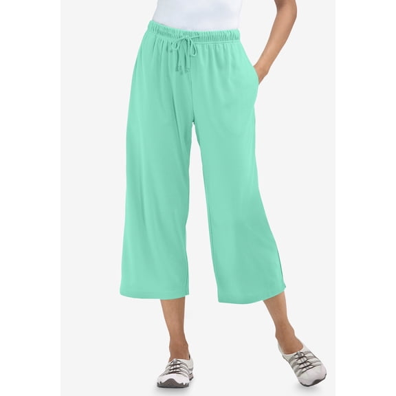 Woman Within Plus Size Sport-Knit Pull-On Capri Pants