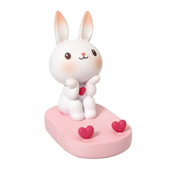 Cute Rabbit Phone Holder Adorable Mobile Stand for Desk, Stable Cellphone Rack for Home Office, Charging, Meetings, Video Viewing Pink Bunny