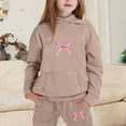 thumbnail image 2 of Kids Sweatsuit Child Toddler Boys Girls Long Sleeve Solid Warm Hoodie Pullover Tops Pants Kids Outfits Sweat Suit Sweatshirts for Girls Khaki 8 Years-9 Years, 2 of 4