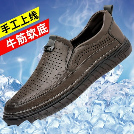 

Shoes Men‘s Spring and Summer Genuine Soft-soled Men‘s Casual Non-slip Slip-on Driving Hollow-out Breathable Middle-aged Dad Shoes