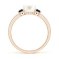 thumbnail image 2 of ANGARA Freshwater Cultured Pearl & Blue Sapphire Engagement Ring in 14K Rose Gold for Women | June Birthstone, Birthday, Anniversary, Jewelry Gift for Women | Pearl Ring, 2 of 8