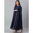 thumbnail image 5 of XL LOVE by Janasya Women's Plus Size Navy Blue Poly Georgette Kurta With Dupatta, 5 of 10