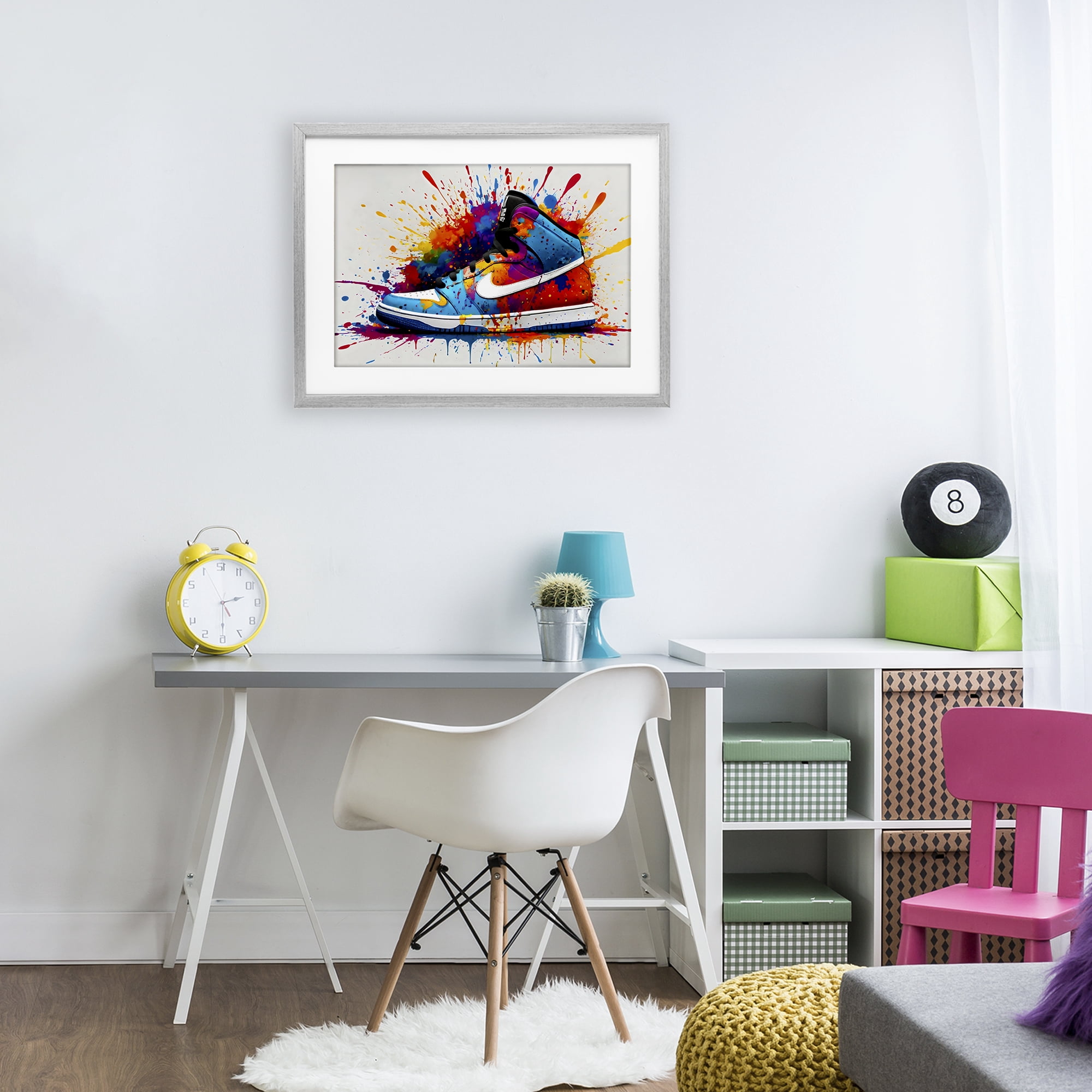 Stupell Industries Centric Sneaker Splash Gray Framed Print Under Glass, design by Creative Studio