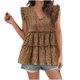 thumbnail image 1 of Moda Mujer Causal V-Cuello Impresión Blusa Floral Ruffle Manga Camiseta Verano Tank Tops Fridja  gh6035, 1 of 7