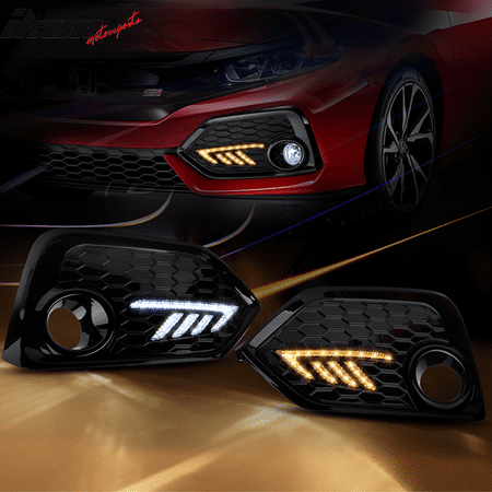 Fits 17 18 Honda Civic Si Fk4 Fog Lights Cover Turn Signal Fits 17 18 Honda Civic Si Fk4 Fog Lights Cover Turn Signal Switchback Led Drl