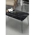 thumbnail image 1 of Black Marble Coffee Table with Black 3-Rod Metal Legs,Modern Style Faux Marble Coffee Table with Silver Side Details,Modern Rectangular Coffee Table for Living Room,Center Table for Living Room, 1 of 1