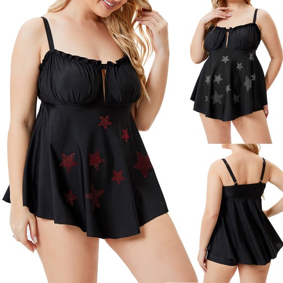 sovlvnd Clearance under 5 Women Plus Size Split Swimwear Fashionable Sexy Swimsuit Bikini Set Two Piece Suit Summer Beach Casual Bathing Suit Bikini