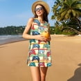 thumbnail image 3 of Balery Retro With Joysticks Vestidos de verano para mujer con estampado: vestido holgado sin mangas, vestido playero informal y cómodo para días calurosos., 3 of 7