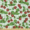 thumbnail image 2 of Ambesonne Fruits Fabric by the Yard Microfiber, Summer Vibes Joyful, 1 Yard, Red Fern Green White, 2 of 2