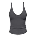 thumbnail image 6 of Duoif Womens Tank Tops Ribbed Racerback Workout Tank, Built-In Bra Athletic Top Womens Shirts Dark Gray XXL, 6 of 6