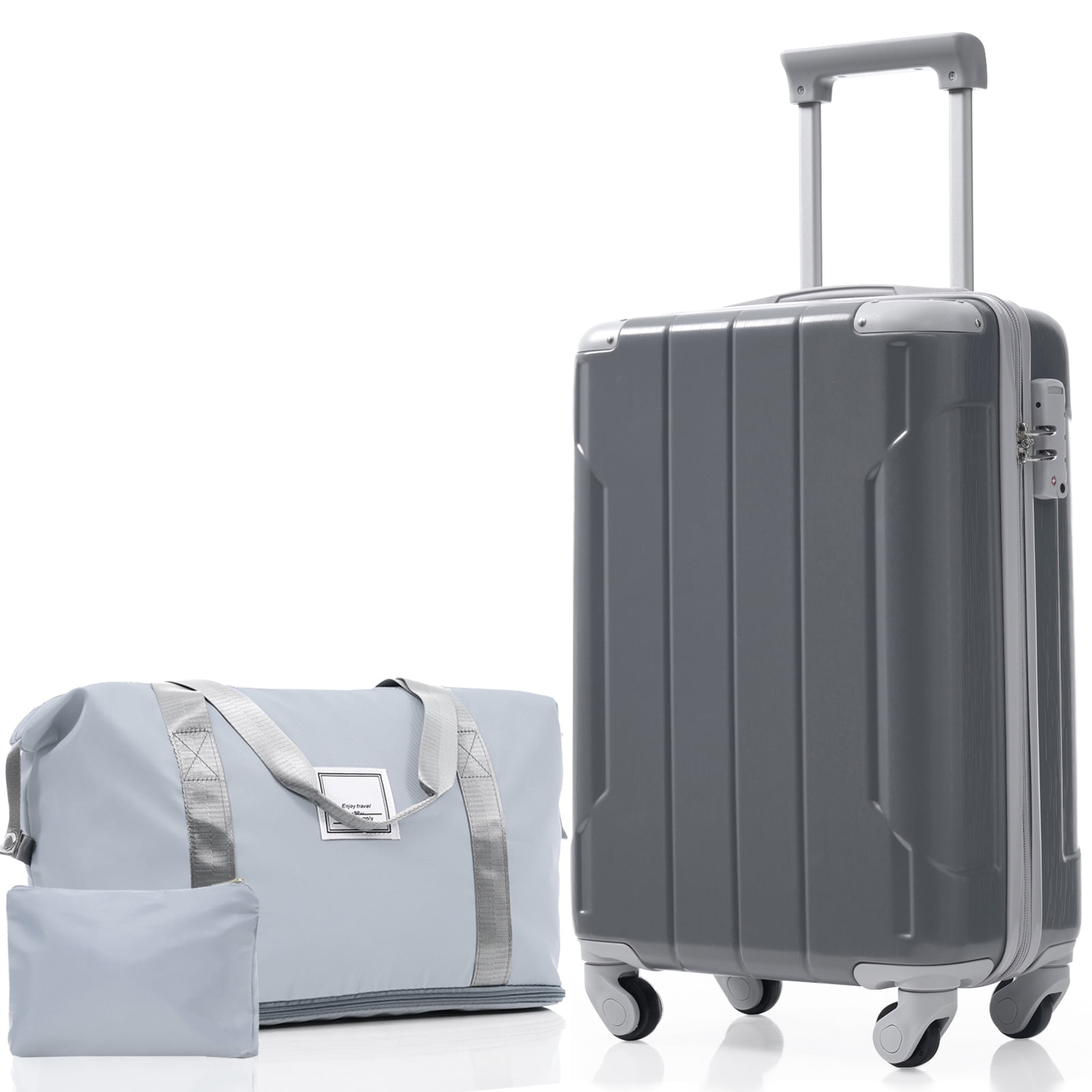 Euroco 20" Carry On Luggage Set 3 Piece,ABS Hardshell Lightweight Suitcase with Spinner Wheels & TSA Lock,Airline Approved Suitcase set for Weedend Getaways,Business Travel,Cool Gray