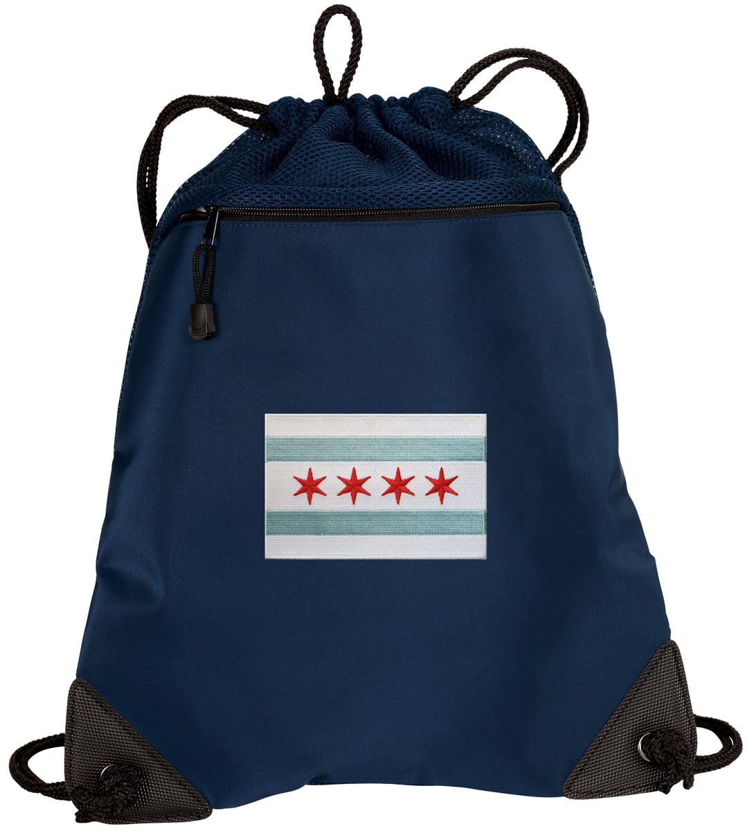 Chicago Cinch Pack Backpack TWO SECTION Chicago Flag Drawstring Bag
