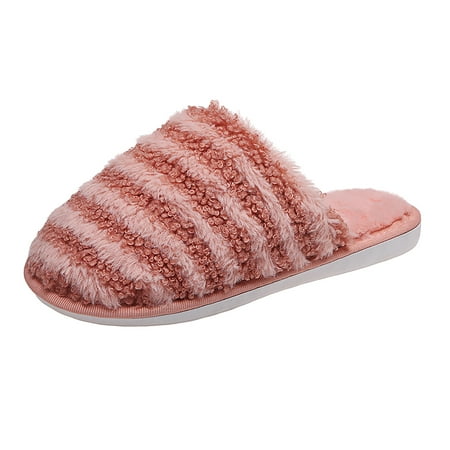 

knqrhpse Women s Slippers matching color flock flats slip round fashion shoes on toe slipper House Slippers for Woman Fuzzy Slippers Cute Slippers