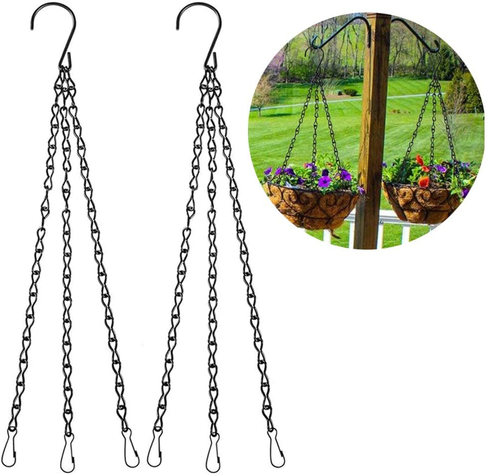 Bird Feeders Flower Pot Chain Lanterns and Ornaments HH-LIFE Black 4 Pack 36 cm/14inch Hanging Chain with hook and Clips 3-Leg Hanging Basket Chain Replacement Metal Chain for Planters