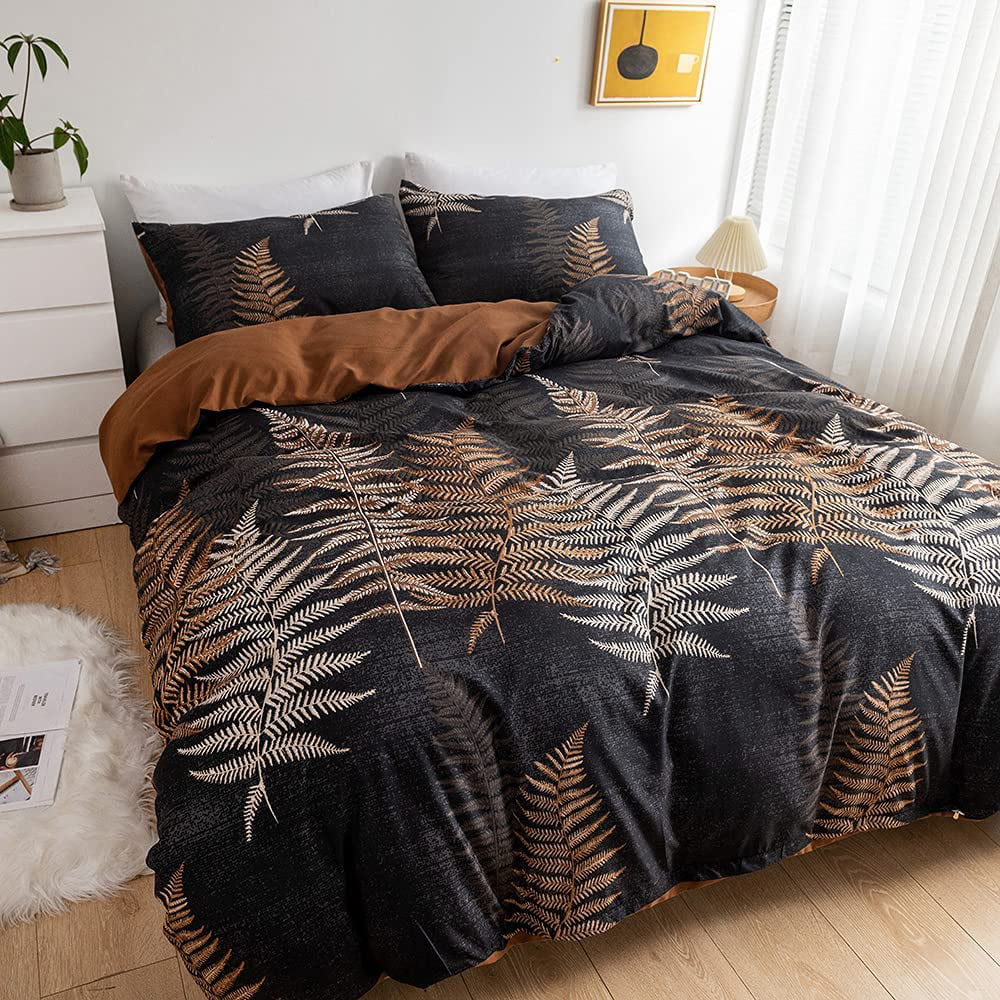 Reversible Bedding Set Palm Frond Duvet Cover Quilt Twin Queen King Pillowcase 