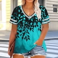 thumbnail image 4 of Enjoytime Tops for Women Trendy Printed V-Neck Short Sleeve Tunic Tops Summer Beach Casual Loose Plus Size Shirts, 4 of 6